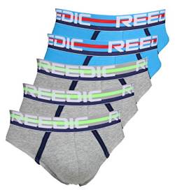 Reedic blickdichter Slip 5er Pack, Größe XXX-Large (3XL), Farbe je 3X grau, je 2X türkis von Reedic