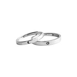 Reepetty Ringen Sporthose Ring-Strass-Inlay Ring Damenöffnung und einfaches Set großzügige Pärchen Ringe (Silver-3, One Size) von Reepetty