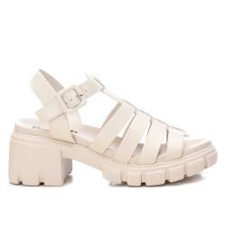 Refresh für Damen. 17154004-HIELO Sandalen 171540 ice -Absatzhöhe 7cm (37), Weiß, 5 bis 8 cm, Schnalle, Lässig, Party von Refresh