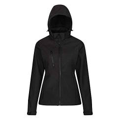 Regatta Professional Damen Women's Venturer 3-Layer Printable Hooded Softshell Jacket Jacke, Schwarz (Schwarz), 42 von Regatta Professional