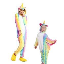 Einhorn Kostüm Pyjama Pegasus Onesie Overall für Männer, Frauen, Kinder Halloween Party Onsie Nachthemd Nachtwäsche (Regenbogen Pegasus, XL) von Regenboghorn