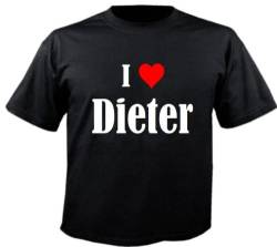 Damen T-Shirt I Love Dieter Größe S Farbe Schwarz Druck Weiss von Reifen-Markt