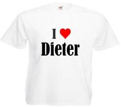 T-Shirt I Love Dieter Größe 4XL Farbe Weiss Druck Schwarz von Reifen-Markt