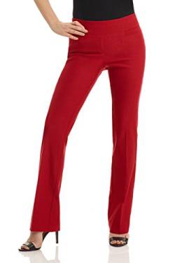 Rekucci Bequeme Hose Damen, Hineinschlüpfen Bootcut Hosen Damen (42, Rot) von Rekucci