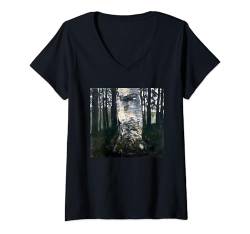 Damen Birke im Wald von Gustav Klimt (1903) T-Shirt mit V-Ausschnitt von RelaxArtWorld