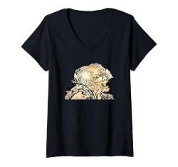 Damen Kopf eines alten Mannes von Katsushika Hokusai T-Shirt mit V-Ausschnitt von RelaxArtWorld