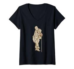 Damen Selbstporträt im Zeitalter eines alten Mannes von Katsushika Hokusai T-Shirt mit V-Ausschnitt von RelaxArtWorld