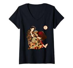 Damen Yama-uba von Katsushika Hokusai T-Shirt mit V-Ausschnitt von RelaxArtWorld