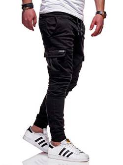 Rello & Reese Herren Cargo Chinohose Jogger Hose JN-3839 [Schwarz, W36] von Rello & Reese