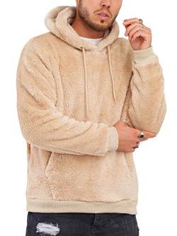 Rello & Reese Herren Teddy-Fell Hoodie mit Kapuze Fleece Pullover Fleecejacke Sweatjacke [Beige, XL] von Rello & Reese