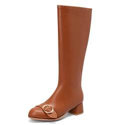 Renessmi Knee High Equestrian Damen Mode Blockabsatz Stiefel Herbst Winter Horse Riding Elegant Party Hochzeit Booty Footwear Braun Gr 48 EU-50 Cn von Renessmi