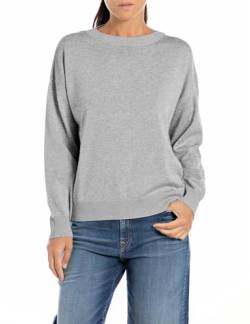 Replay Damen Pullover Klassisch, Grau (Grey Med Melange M04), S von Replay