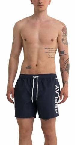 Replay Herren Badehose Lang mit Tasche, Blue 085 (Blau), L von Replay