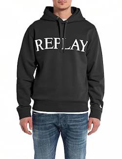 Replay Herren Hoodie mit Kapuze, Black 098 (Schwarz), XL von Replay