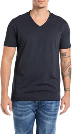 Replay Herren T-Shirt Kurzarm mit V-Ausschnitt, Blau (Night Blue... 067), XL von Replay