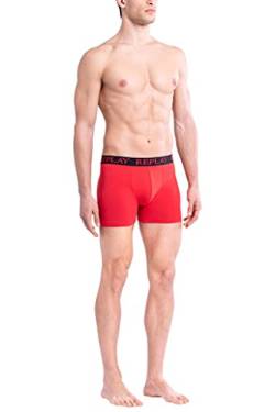 Replay I101009-001-N093 Boxershorts, mit Logo (2 Stück) Boxer Herren RED/Black Größe XXL von Replay