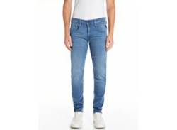 Slim-fit-Jeans REPLAY "Anbass" Gr. 32, Länge 34, blau (medium blau 782), Herren, Denim/Jeans, Obermaterial: 50% Baumwolle, 44% Modal, 4% Elastomultiester, 2% Elasthan, Jeans von Replay