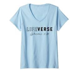 Damen Lebensvers Epheser 3:20 Christian Bible Study Love Jesus T-Shirt mit V-Ausschnitt von Represent Your Life Verse Of Christian Bible Lover