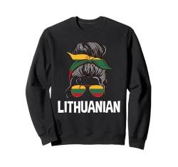 Litauisches Mädchen unordentlicher Haarknoten Sweatshirt von Republic Of Lithuania Flag Design Lithuanian Pride