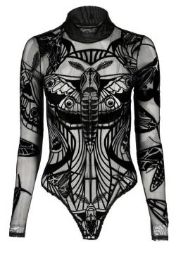 Restyle - Moth Contour Mesh Flocked Black - Body - Schwarz - XL - 90% Nylon, 10% Elastan,Maschenware von Restyle