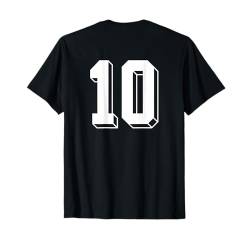 Nummer 10 Rückseite – Retro 80er 90er Jahre Team Trikot nummeriert T-Shirt von Retro Back Numbers Soccer Birthday Apparel Gifts