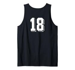 Nummer 18 Rückseite – Retro 80er 90er Jahre Team Trikot nummeriert Tank Top von Retro Back Numbers Soccer Birthday Apparel Gifts