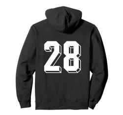 Nummer 28 Rückseite – Retro 80er 90er Jahre Team Trikot nummeriert Pullover Hoodie von Retro Back Numbers Soccer Birthday Apparel Gifts