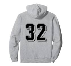 Nummer 32 Rückseite – Retro 80er 90er Jahre Team Trikot nummeriert Pullover Hoodie von Retro Back Numbers Soccer Birthday Apparel Gifts