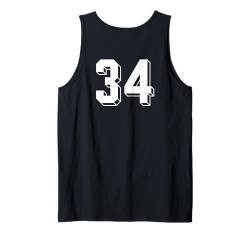 Nummer 34 Rückseite – Retro 80er 90er Jahre Team Trikot nummeriert Tank Top von Retro Back Numbers Soccer Birthday Apparel Gifts