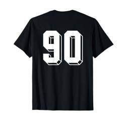 Nummer 90 Rückseite – Retro 80er 90er Jahre Team Trikot nummeriert T-Shirt von Retro Back Numbers Soccer Birthday Apparel Gifts