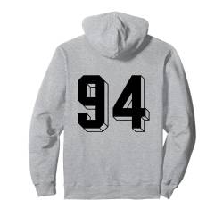 Nummer 94 Rückseite – Retro 80er 90er Jahre Team Trikot nummeriert Pullover Hoodie von Retro Back Numbers Soccer Birthday Apparel Gifts