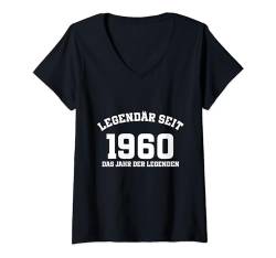 Damen 1960: Legendär Seit 1960 Geburtstag T-Shirt mit V-Ausschnitt von Retro Birthday Designs for Birthday Parties