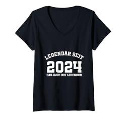 Damen 2024: Legendär Seit 2024 Geburtstag T-Shirt mit V-Ausschnitt von Retro Birthday Designs for Birthday Parties