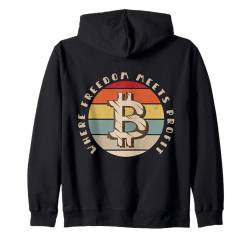 Wo Freiheit auf Profit trifft - Vintage Bitcoin Crypto Believer Kapuzenjacke von Retro Bitcoin Apparel Gifts