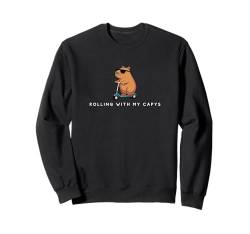 Rolling with My Capys - Lustiger minimalistischer Capybara-Liebhaber Sweatshirt von Retro Capybara Apparel Gifts