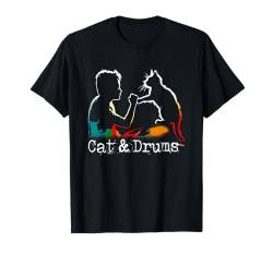 Cat And Drums - Vintage-Schlagzeugset Cat Kitten Lover T-Shirt von Retro Cat Apparel Gifts