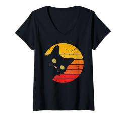 Damen Lustige Katzenliebhaber, Vintage-Stil, Kätzchen, Katze, Retro-Kätzchen, Katze T-Shirt mit V-Ausschnitt von Retro Cat Lovers, Vintage Style Kitten Cat