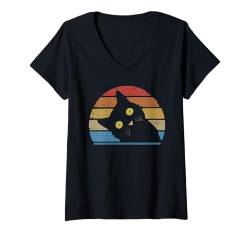 Damen Lustige Katzenliebhaber, Vintage-Stil, Kätzchen, Katze, Retro-Kätzchen, Katze T-Shirt mit V-Ausschnitt von Retro Cat Lovers, Vintage Style Kitten Cat