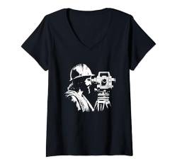 Damen Jesus Surveyor - Lustiger christlicher Vermessungsingenieur T-Shirt mit V-Ausschnitt von Retro Christian Apparel Jesus Merch Gifts