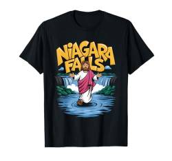 Jesus Walking In Niagara Falls – Lustige Grafik Kanada-Liebhaber T-Shirt von Retro Christian Apparel Jesus Merch Gifts