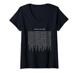 Damen Escape The Loop - Lustiger minimalistischer Programmierer T-Shirt mit V-Ausschnitt von Retro Coding Programming Apparel Gifts