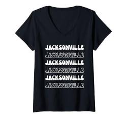 Damen Jacksonville USA – Groovy American City Vacation Souvenir T-Shirt mit V-Ausschnitt von Retro Favorite USA City Apparel Gifts