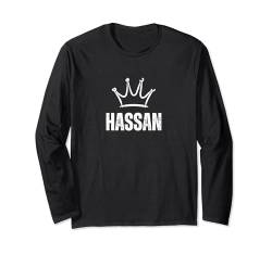 King Hassan Crown - Custom Vorname Geburtstag #1 Gewinner Langarmshirt von Retro Funny First Name Birthday Apparel Gifts