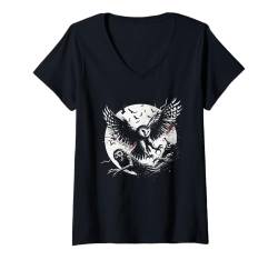 Damen Zombie-Jagd-Eule - Gruselige Eule Monster Halloween Liebhaber T-Shirt mit V-Ausschnitt von Retro Halloween Apparel Gifts