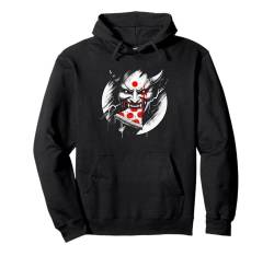 Hannya Mask Eating Pizza - Gruseliges Monster Halloween Liebhaber Pullover Hoodie von Retro Halloween Apparel Gifts