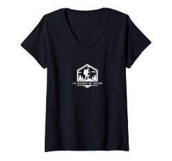 Damen I'd Rather Be Hiking - Lustiger minimalistischer Wanderliebhaber T-Shirt mit V-Ausschnitt von Retro Hiking Apparel Gifts