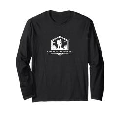 Nature Is My Therapy – Minimalistischer Wanderliebhaber Langarmshirt von Retro Hiking Apparel Gifts