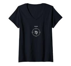 Damen Virgo The Maiden Graphic - Minimalistisches Sternzeichen T-Shirt mit V-Ausschnitt von Retro Horoscope Astrology Zodiac Apparel Gifts