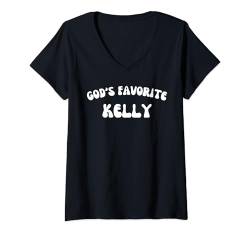 Damen God's Favorite Kelly – lustig, christlich, religiös T-Shirt mit V-Ausschnitt von Retro Personalized Christian Apparel Gifts