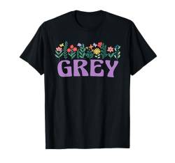 Wildflower Floral Grey Vorname Muttertag Damen T-Shirt von Retro Personalized Girl Name Tees